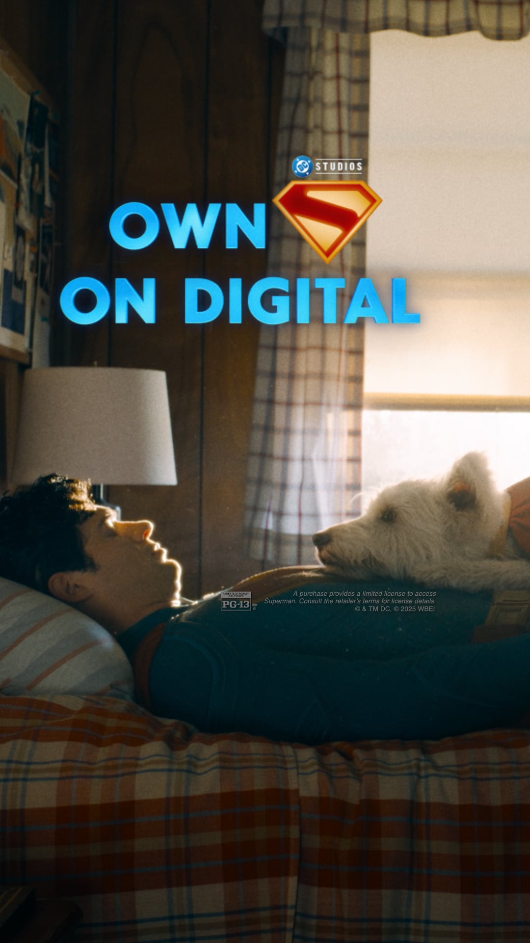 superman laying down on bed. own on digital