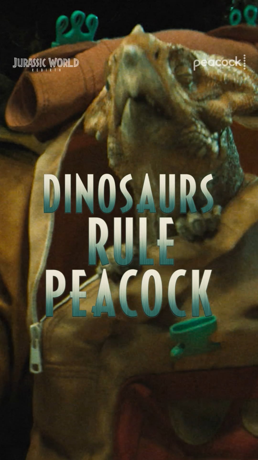 Jurassic-World-Rebirth-Peacock baby dinosaur. dinosaurs rule peacock